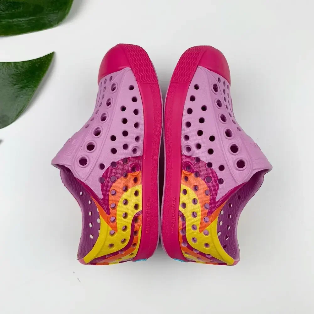 Native Jefferson Sugarlite Slip On Shoes Pink Abstract Sandals Kids Toddler C4